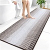 image:imageOLANLY Toilet Rugs UShaped 24x20 Extra Soft Absorbent Chenille Striped Contour Bathroom Rugs for Toilet Dry Quickly Machine Washable NonSlip Bath Mat GreyBrown