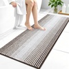 image:imageOLANLY Toilet Rugs UShaped 24x20 Extra Soft Absorbent Chenille Striped Contour Bathroom Rugs for Toilet Dry Quickly Machine Washable NonSlip Bath Mat GreyBrown