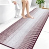 image:imageOLANLY Toilet Rugs UShaped 24x20 Extra Soft Absorbent Chenille Striped Contour Bathroom Rugs for Toilet Dry Quickly Machine Washable NonSlip Bath Mat GreyBurgundy