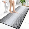 image:imageOLANLY Toilet Rugs UShaped 24x20 Extra Soft Absorbent Chenille Striped Contour Bathroom Rugs for Toilet Dry Quickly Machine Washable NonSlip Bath Mat GreyBlack
