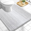 image:imageOLANLY Toilet Rugs UShaped 24x20 Extra Soft Absorbent Chenille Striped Contour Bathroom Rugs for Toilet Dry Quickly Machine Washable NonSlip Bath Mat GreyLight Grey