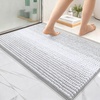 image:imageOLANLY Toilet Rugs UShaped 24x20 Extra Soft Absorbent Chenille Striped Contour Bathroom Rugs for Toilet Dry Quickly Machine Washable NonSlip Bath Mat GreyLight Grey