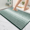 image:imageOLANLY Toilet Rugs UShaped 24x20 Extra Soft Absorbent Chenille Striped Contour Bathroom Rugs for Toilet Dry Quickly Machine Washable NonSlip Bath Mat GreyBlackish Green