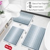 image:imageOLANLY Toilet Rugs UShaped 24x20 Extra Soft Absorbent Chenille Striped Contour Bathroom Rugs for Toilet Dry Quickly Machine Washable NonSlip Bath Mat GreyAiry Blue