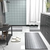 image:imageOLANLY Toilet Rugs UShaped 24x20 Extra Soft Absorbent Chenille Striped Contour Bathroom Rugs for Toilet Dry Quickly Machine Washable NonSlip Bath Mat GreyDark Grey