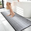 image:imageOLANLY Toilet Rugs UShaped 24x20 Extra Soft Absorbent Chenille Striped Contour Bathroom Rugs for Toilet Dry Quickly Machine Washable NonSlip Bath Mat GreyDark Grey