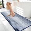 image:imageOLANLY Toilet Rugs UShaped 24x20 Extra Soft Absorbent Chenille Striped Contour Bathroom Rugs for Toilet Dry Quickly Machine Washable NonSlip Bath Mat GreyNavy