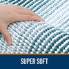 image:imageOLANLY Toilet Rugs UShaped 24x20 Extra Soft Absorbent Chenille Striped Contour Bathroom Rugs for Toilet Dry Quickly Machine Washable NonSlip Bath Mat GreyPeacock Blue