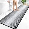 image:imageOLANLY Toilet Rugs UShaped 24x20 Extra Soft Absorbent Chenille Striped Contour Bathroom Rugs for Toilet Dry Quickly Machine Washable NonSlip Bath Mat GreyBlack