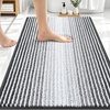 image:imageOLANLY Toilet Rugs UShaped 24x20 Extra Soft Absorbent Chenille Striped Contour Bathroom Rugs for Toilet Dry Quickly Machine Washable NonSlip Bath Mat GreyDark Grey