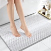 image:imageOLANLY Toilet Rugs UShaped 24x20 Extra Soft Absorbent Chenille Striped Contour Bathroom Rugs for Toilet Dry Quickly Machine Washable NonSlip Bath Mat GreyLight Grey