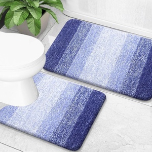 image:imageOLANLY Bathroom Rug Set 2 Piece Soft Absorbent Microfiber Bath Mats and UShaped Contour Toilet Rug NonSlip Machine Wash Dry Plush Shaggy Bath Mats for Bathroom 24x1624x20 GreyBlueviolet
