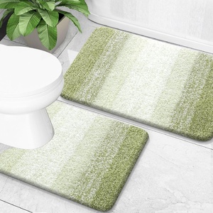 image:imageOLANLY Bathroom Rug Set 2 Piece Soft Absorbent Microfiber Bath Mats and UShaped Contour Toilet Rug NonSlip Machine Wash Dry Plush Shaggy Bath Mats for Bathroom 24x1624x20 GreyMustard Yellow