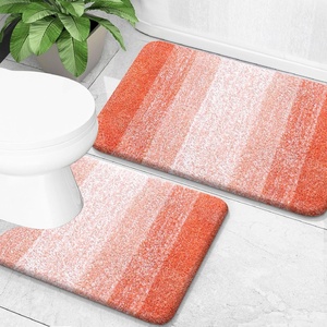 image:imageOLANLY Bathroom Rug Set 2 Piece Soft Absorbent Microfiber Bath Mats and UShaped Contour Toilet Rug NonSlip Machine Wash Dry Plush Shaggy Bath Mats for Bathroom 24x1624x20 GreyCoral