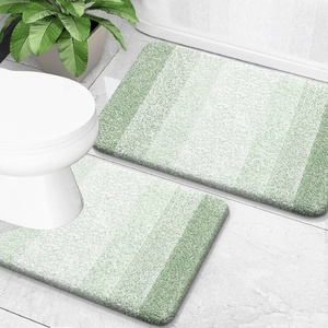 image:imageOLANLY Bathroom Rug Set 2 Piece Soft Absorbent Microfiber Bath Mats and UShaped Contour Toilet Rug NonSlip Machine Wash Dry Plush Shaggy Bath Mats for Bathroom 24x1624x20 GreySage Green