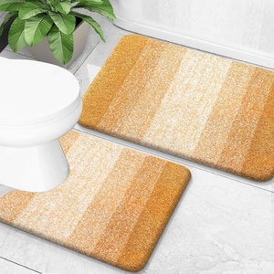 image:imageOLANLY Bathroom Rug Set 2 Piece Soft Absorbent Microfiber Bath Mats and UShaped Contour Toilet Rug NonSlip Machine Wash Dry Plush Shaggy Bath Mats for Bathroom 24x1624x20 GreyGolden Yellow