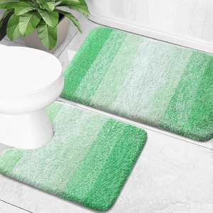 image:imageOLANLY Bathroom Rug Set 2 Piece Soft Absorbent Microfiber Bath Mats and UShaped Contour Toilet Rug NonSlip Machine Wash Dry Plush Shaggy Bath Mats for Bathroom 24x1624x20 GreyGreen