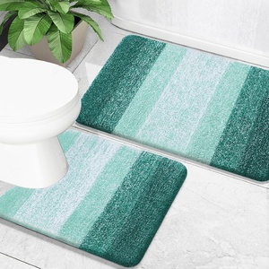 image:imageOLANLY Bathroom Rug Set 2 Piece Soft Absorbent Microfiber Bath Mats and UShaped Contour Toilet Rug NonSlip Machine Wash Dry Plush Shaggy Bath Mats for Bathroom 24x1624x20 GreyBlackish Green