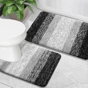 image:imageOLANLY Bathroom Rug Set 2 Piece Soft Absorbent Microfiber Bath Mats and UShaped Contour Toilet Rug NonSlip Machine Wash Dry Plush Shaggy Bath Mats for Bathroom 24x1624x20 GreyBlack