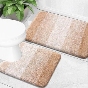image:imageOLANLY Bathroom Rug Set 2 Piece Soft Absorbent Microfiber Bath Mats and UShaped Contour Toilet Rug NonSlip Machine Wash Dry Plush Shaggy Bath Mats for Bathroom 24x1624x20 GreyBeige
