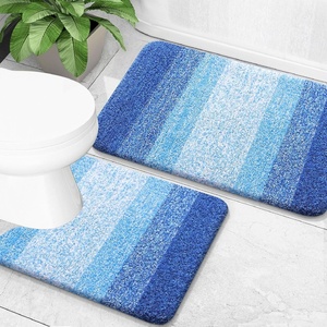 image:imageOLANLY Bathroom Rug Set 2 Piece Soft Absorbent Microfiber Bath Mats and UShaped Contour Toilet Rug NonSlip Machine Wash Dry Plush Shaggy Bath Mats for Bathroom 24x1624x20 GreyLight Royal Blue