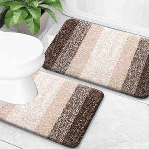 image:imageOLANLY Bathroom Rug Set 2 Piece Soft Absorbent Microfiber Bath Mats and UShaped Contour Toilet Rug NonSlip Machine Wash Dry Plush Shaggy Bath Mats for Bathroom 24x1624x20 GreyLight Brown