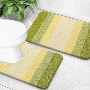 image:imageOLANLY Bathroom Rug Set 2 Piece Soft Absorbent Microfiber Bath Mats and UShaped Contour Toilet Rug NonSlip Machine Wash Dry Plush Shaggy Bath Mats for Bathroom 24x1624x20 GreyOlive Green