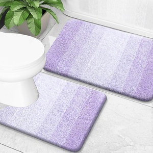 image:imageOLANLY Bathroom Rug Set 2 Piece Soft Absorbent Microfiber Bath Mats and UShaped Contour Toilet Rug NonSlip Machine Wash Dry Plush Shaggy Bath Mats for Bathroom 24x1624x20 GreyLight Purple