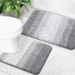 image:imageOLANLY Bathroom Rug Set 2 Piece Soft Absorbent Microfiber Bath Mats and UShaped Contour Toilet Rug NonSlip Machine Wash Dry Plush Shaggy Bath Mats for Bathroom 24x1624x20 GreyLight Grey
