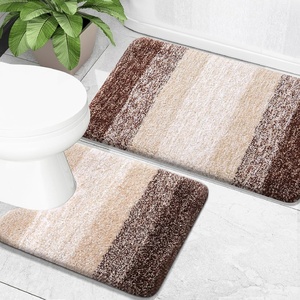 image:imageOLANLY Bathroom Rug Set 2 Piece Soft Absorbent Microfiber Bath Mats and UShaped Contour Toilet Rug NonSlip Machine Wash Dry Plush Shaggy Bath Mats for Bathroom 24x1624x20 GreyBrown