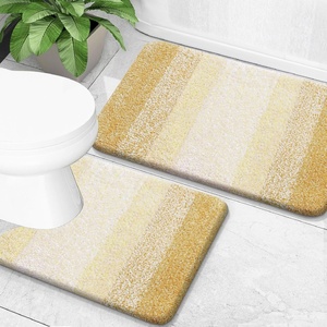image:imageOLANLY Bathroom Rug Set 2 Piece Soft Absorbent Microfiber Bath Mats and UShaped Contour Toilet Rug NonSlip Machine Wash Dry Plush Shaggy Bath Mats for Bathroom 24x1624x20 GreyLight Yellow
