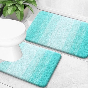 image:imageOLANLY Bathroom Rug Set 2 Piece Soft Absorbent Microfiber Bath Mats and UShaped Contour Toilet Rug NonSlip Machine Wash Dry Plush Shaggy Bath Mats for Bathroom 24x1624x20 GreyTeal