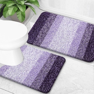 image:imageOLANLY Bathroom Rug Set 2 Piece Soft Absorbent Microfiber Bath Mats and UShaped Contour Toilet Rug NonSlip Machine Wash Dry Plush Shaggy Bath Mats for Bathroom 24x1624x20 GreyViolet