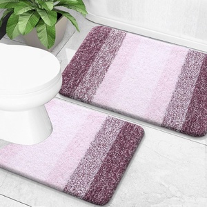 image:imageOLANLY Bathroom Rug Set 2 Piece Soft Absorbent Microfiber Bath Mats and UShaped Contour Toilet Rug NonSlip Machine Wash Dry Plush Shaggy Bath Mats for Bathroom 24x1624x20 GreyMauve
