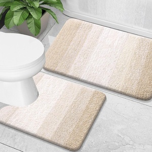 image:imageOLANLY Bathroom Rug Set 2 Piece Soft Absorbent Microfiber Bath Mats and UShaped Contour Toilet Rug NonSlip Machine Wash Dry Plush Shaggy Bath Mats for Bathroom 24x1624x20 GreyLight Beige