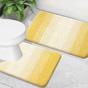 image:imageOLANLY Bathroom Rug Set 2 Piece Soft Absorbent Microfiber Bath Mats and UShaped Contour Toilet Rug NonSlip Machine Wash Dry Plush Shaggy Bath Mats for Bathroom 24x1624x20 GreyYellow