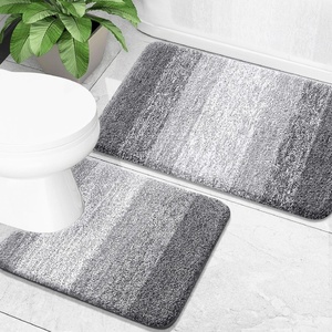 image:imageOLANLY Bathroom Rug Set 2 Piece Soft Absorbent Microfiber Bath Mats and UShaped Contour Toilet Rug NonSlip Machine Wash Dry Plush Shaggy Bath Mats for Bathroom 24x1624x20 GreyGrey