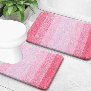 image:imageOLANLY Bathroom Rug Set 2 Piece Soft Absorbent Microfiber Bath Mats and UShaped Contour Toilet Rug NonSlip Machine Wash Dry Plush Shaggy Bath Mats for Bathroom 24x1624x20 GreyPink