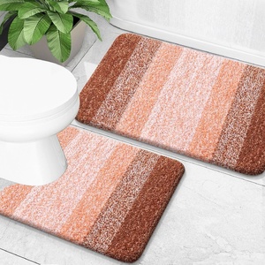 image:imageOLANLY Bathroom Rug Set 2 Piece Soft Absorbent Microfiber Bath Mats and UShaped Contour Toilet Rug NonSlip Machine Wash Dry Plush Shaggy Bath Mats for Bathroom 24x1624x20 GreyOrange