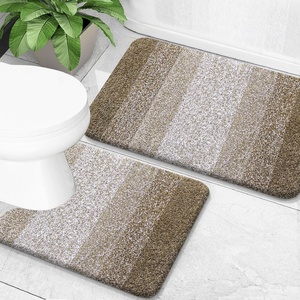 image:imageOLANLY Bathroom Rug Set 2 Piece Soft Absorbent Microfiber Bath Mats and UShaped Contour Toilet Rug NonSlip Machine Wash Dry Plush Shaggy Bath Mats for Bathroom 24x1624x20 GreyCoffe