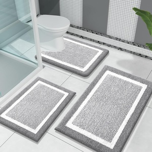 image:imageOLANLY Bathroom Rugs Sets 3 Piece Soft Absorbent Microfiber Bath Mats and UShaped Contour Toilet Rug Home Decor Accessories NonSlip Bath Mat Set for Bathroom 30x2024x1624x20 GreyGrey and White