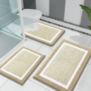 image:imageOLANLY Bathroom Rugs Sets 3 Piece Soft Absorbent Microfiber Bath Mats and UShaped Contour Toilet Rug Home Decor Accessories NonSlip Bath Mat Set for Bathroom 30x2024x1624x20 GreyBeige and White