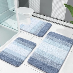 image:imageOLANLY Bathroom Rugs Sets 3 Piece Soft Absorbent Microfiber Bath Mats and UShaped Contour Toilet Rug Machine Wash Dry Plush Shaggy Bath Mat Set for Bathroom 30x2024x1624x20 GreyBlue