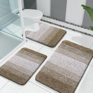 image:imageOLANLY Bathroom Rugs Sets 3 Piece Soft Absorbent Microfiber Bath Mats and UShaped Contour Toilet Rug Machine Wash Dry Plush Shaggy Bath Mat Set for Bathroom 30x2024x1624x20 GreyCoffe