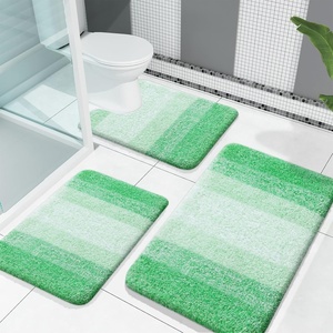 image:imageOLANLY Bathroom Rugs Sets 3 Piece Soft Absorbent Microfiber Bath Mats and UShaped Contour Toilet Rug Machine Wash Dry Plush Shaggy Bath Mat Set for Bathroom 30x2024x1624x20 GreyGreen