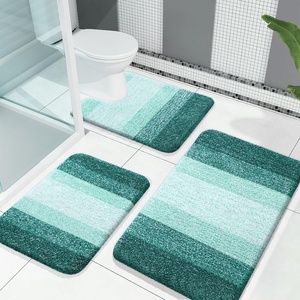 image:imageOLANLY Bathroom Rugs Sets 3 Piece Soft Absorbent Microfiber Bath Mats and UShaped Contour Toilet Rug Machine Wash Dry Plush Shaggy Bath Mat Set for Bathroom 30x2024x1624x20 GreyBlackish Green