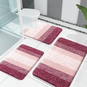 image:imageOLANLY Bathroom Rugs Sets 3 Piece Soft Absorbent Microfiber Bath Mats and UShaped Contour Toilet Rug Machine Wash Dry Plush Shaggy Bath Mat Set for Bathroom 30x2024x1624x20 GreyRed
