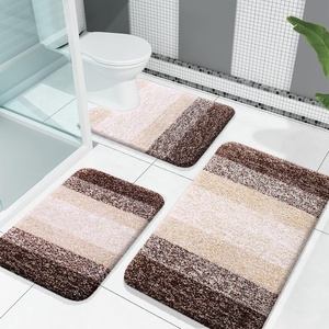 image:imageOLANLY Bathroom Rugs Sets 3 Piece Soft Absorbent Microfiber Bath Mats and UShaped Contour Toilet Rug Machine Wash Dry Plush Shaggy Bath Mat Set for Bathroom 30x2024x1624x20 GreyBrown