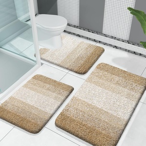 image:imageOLANLY Bathroom Rugs Sets 3 Piece Soft Absorbent Microfiber Bath Mats and UShaped Contour Toilet Rug Machine Wash Dry Plush Shaggy Bath Mat Set for Bathroom 30x2024x1624x20 GreyTan