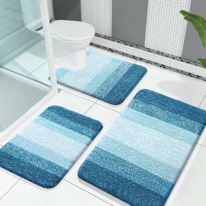 image:imageOLANLY Bathroom Rugs Sets 3 Piece Soft Absorbent Microfiber Bath Mats and UShaped Contour Toilet Rug Machine Wash Dry Plush Shaggy Bath Mat Set for Bathroom 30x2024x1624x20 GreyPeacock Blue